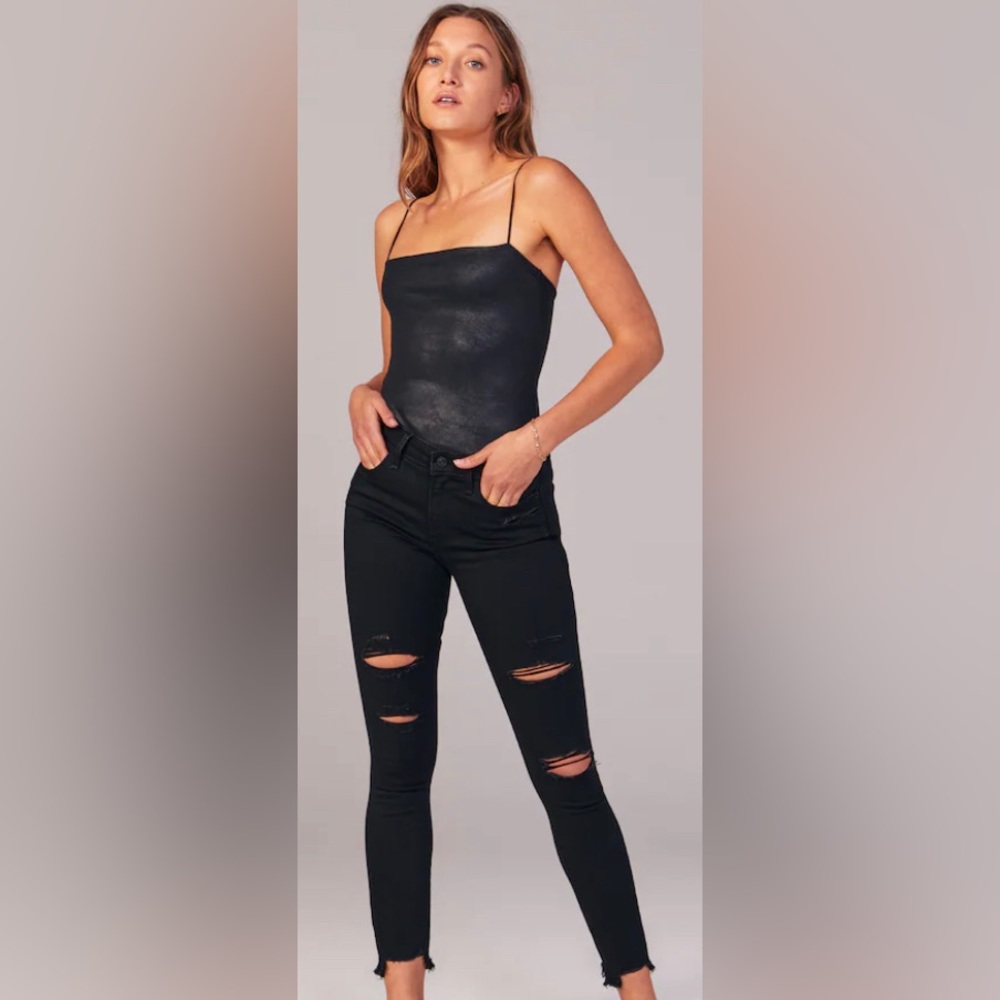 Distressed black Abercrombie denim